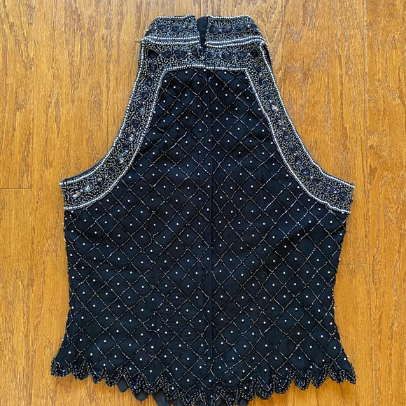 Silk Floral beaded halter evening top - Picture 3 of 8